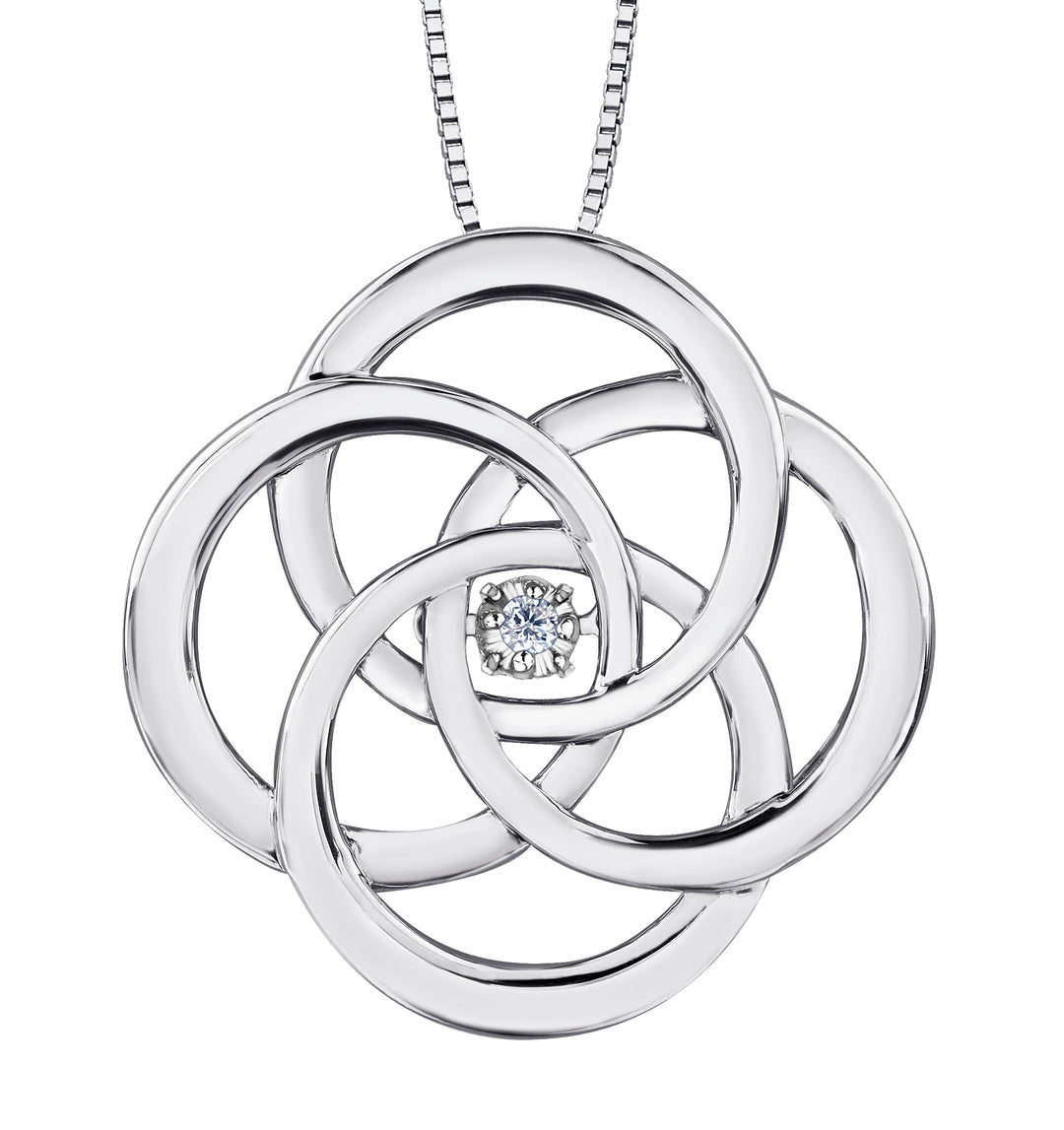 Sterling Silver Diamond Pendant CTW.