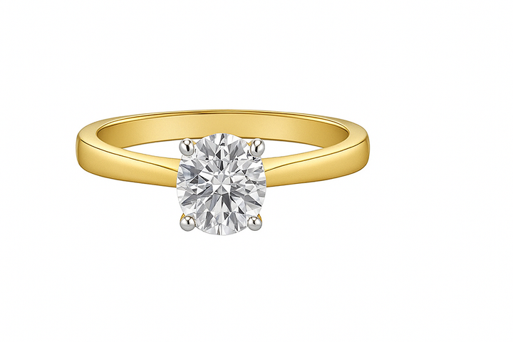 14K Yellow Gold 1.00 Round Brilliant Cut Solitaire Diamond Engagement Ring