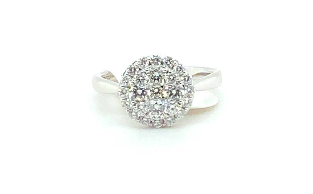 14K White Gold 1.00 Round Brilliant Cut Halo Diamond Engagement Ring